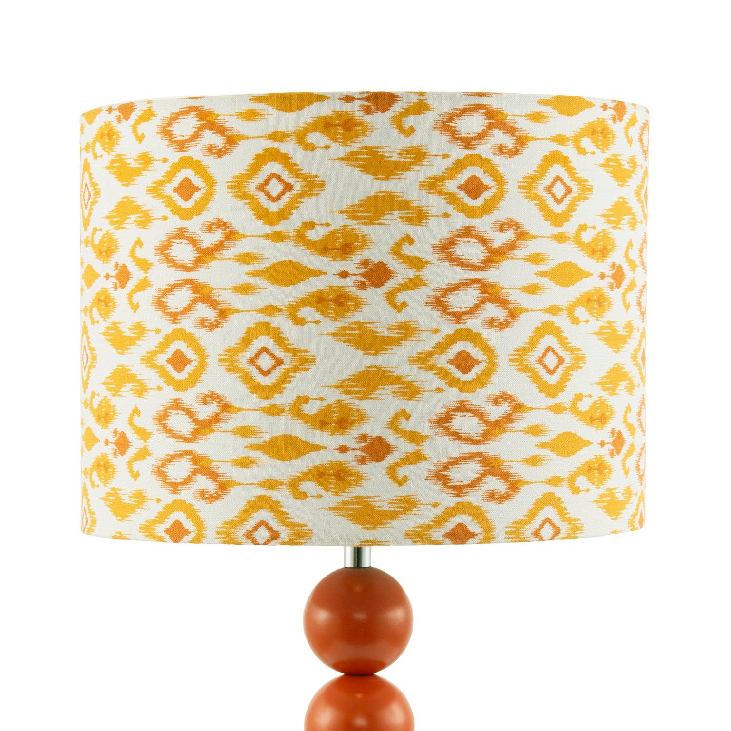 Chic Orange Table Lamp with Aztec Style Yellow and Orange Fabric Shade - Bridgnorth Furniture
