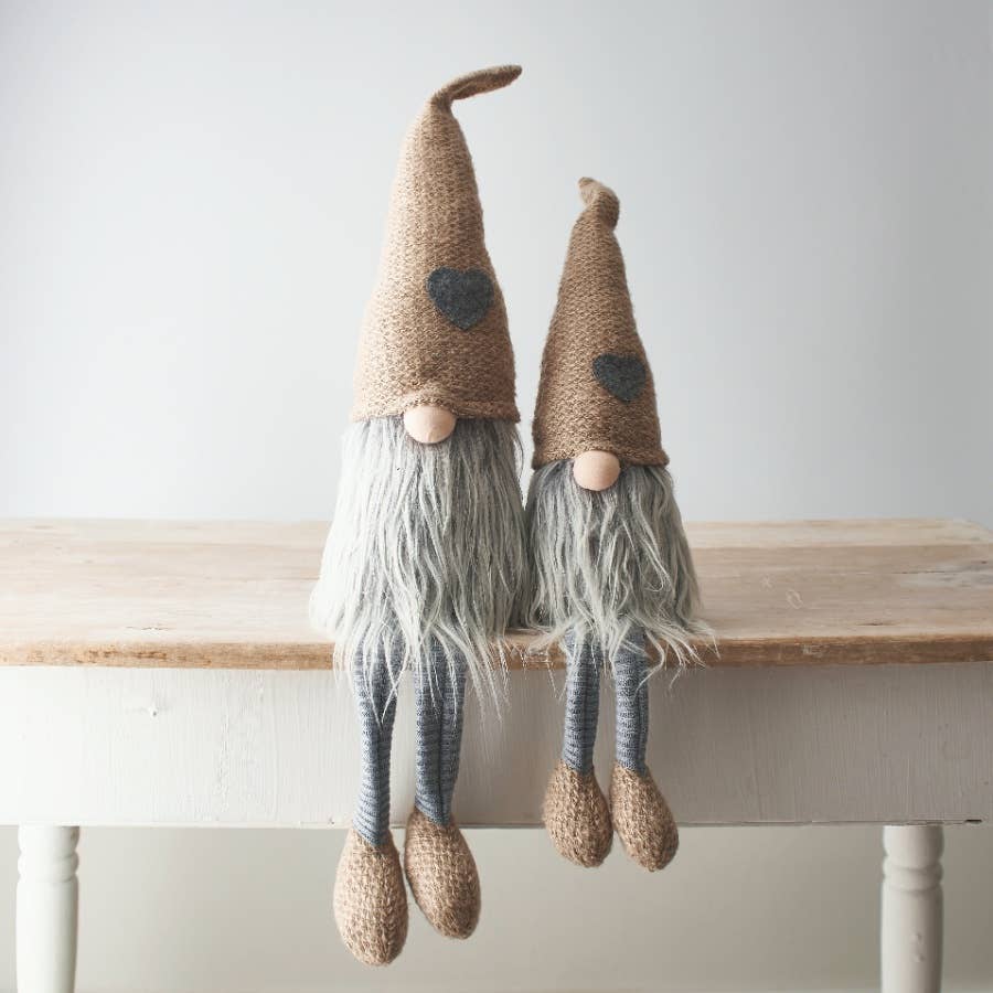 36cm Natural Fabric Gonks With Hearts - Bridgnorth Furniture