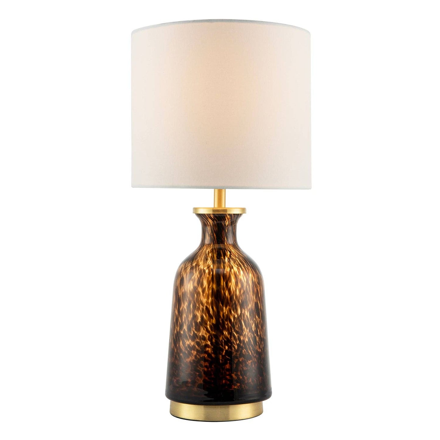 Modern Amber and Black Snowflake Speckle Glass Table Lamp with Shade - Bridgnorth Furniture