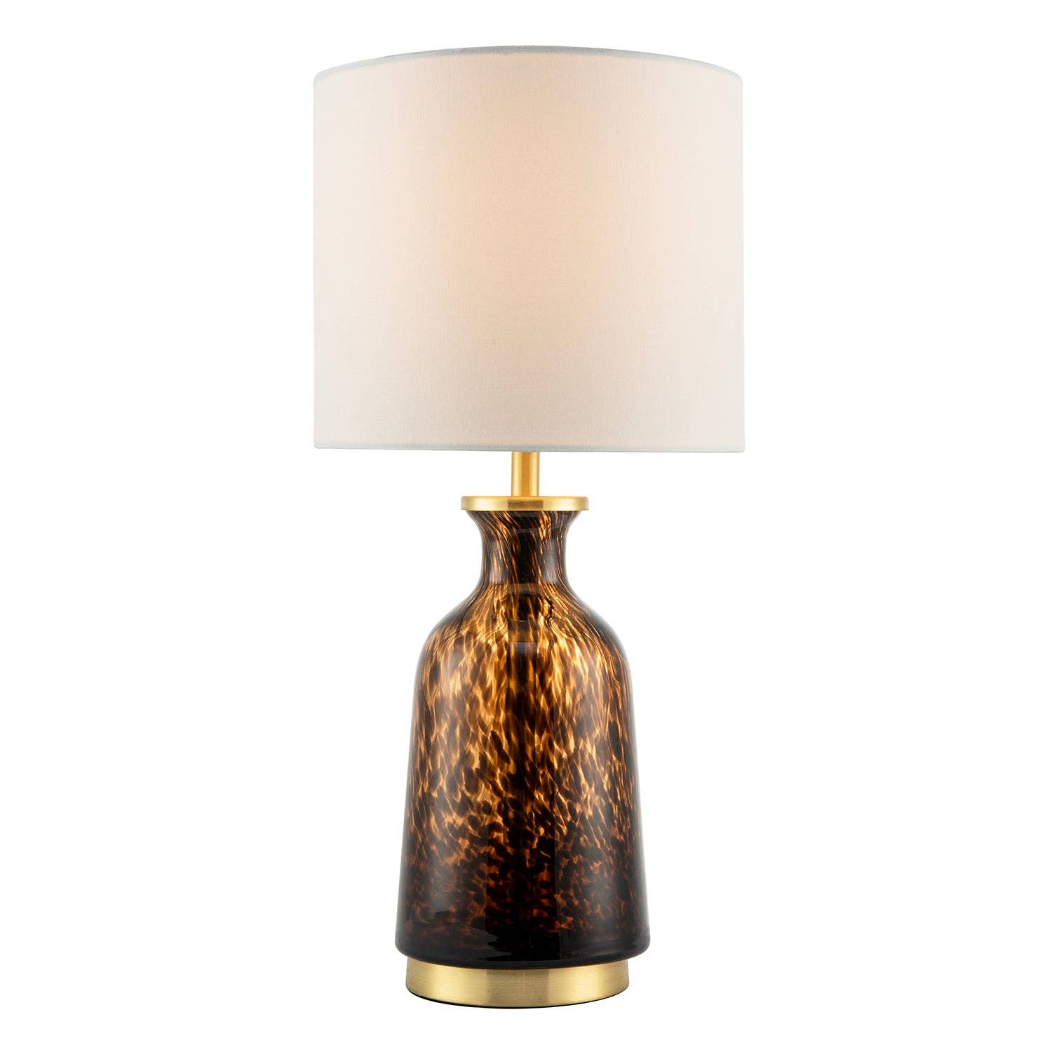 Modern Amber and Black Snowflake Speckle Glass Table Lamp with Shade - Bridgnorth Furniture
