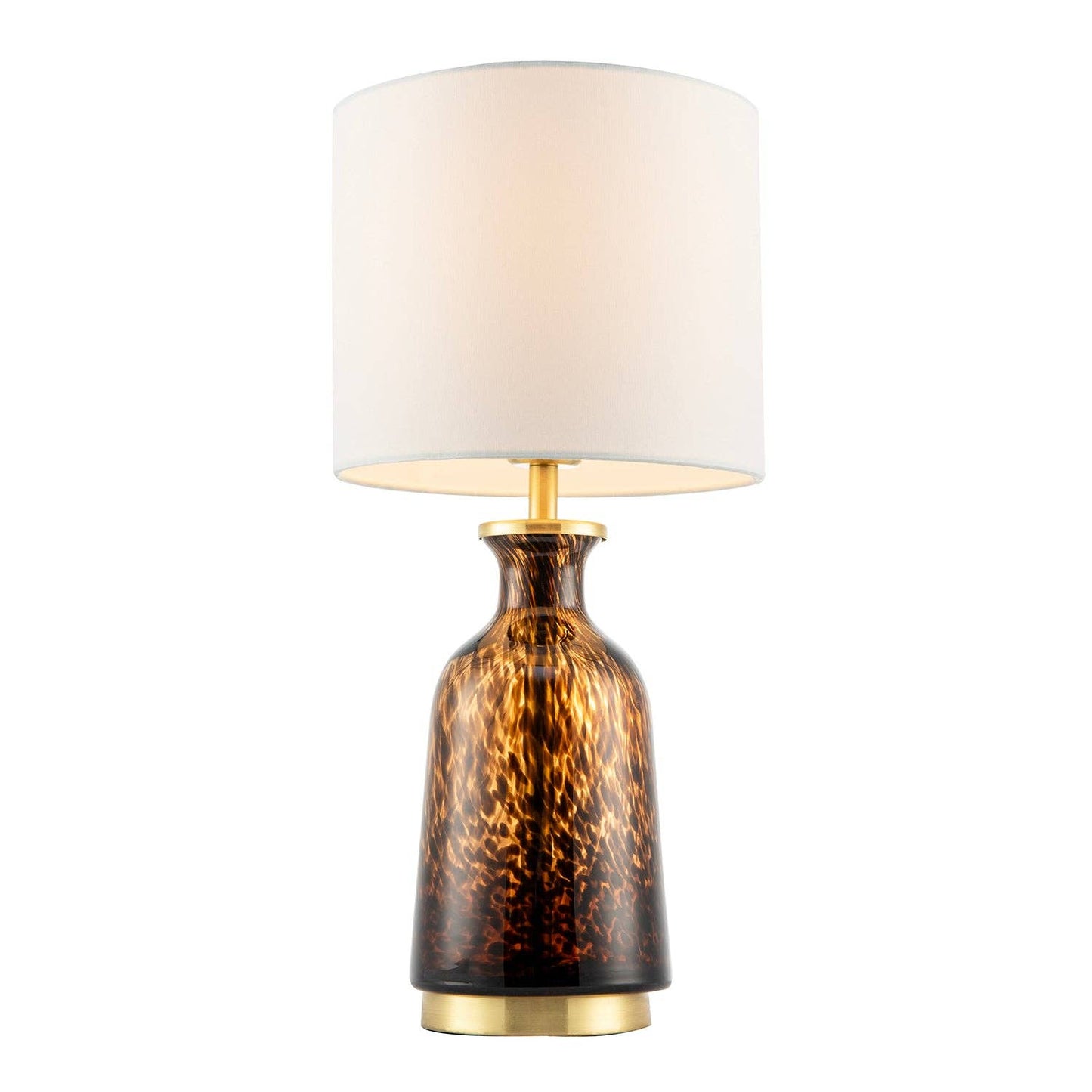 Modern Amber and Black Snowflake Speckle Glass Table Lamp with Shade - Bridgnorth Furniture