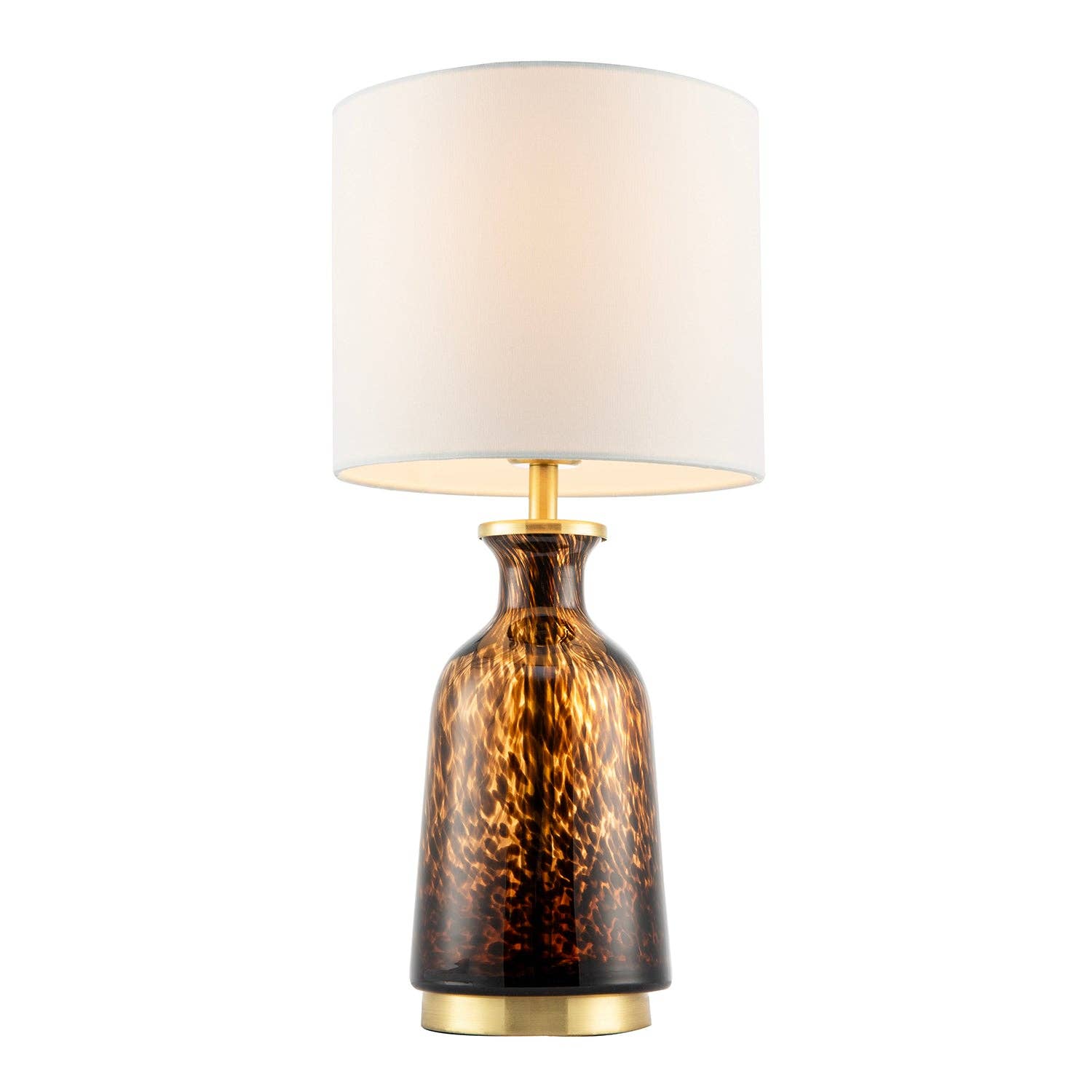Modern Amber and Black Snowflake Speckle Glass Table Lamp with Shade - Bridgnorth Furniture
