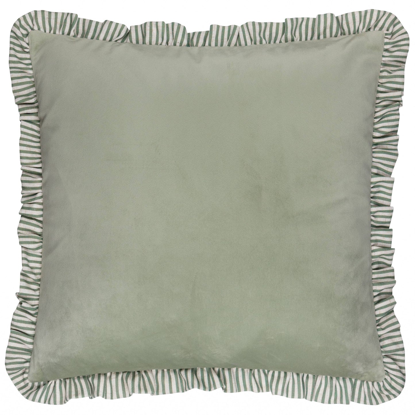Solene Ruffle Matte Velvet Cushion Sage - Bridgnorth Furniture