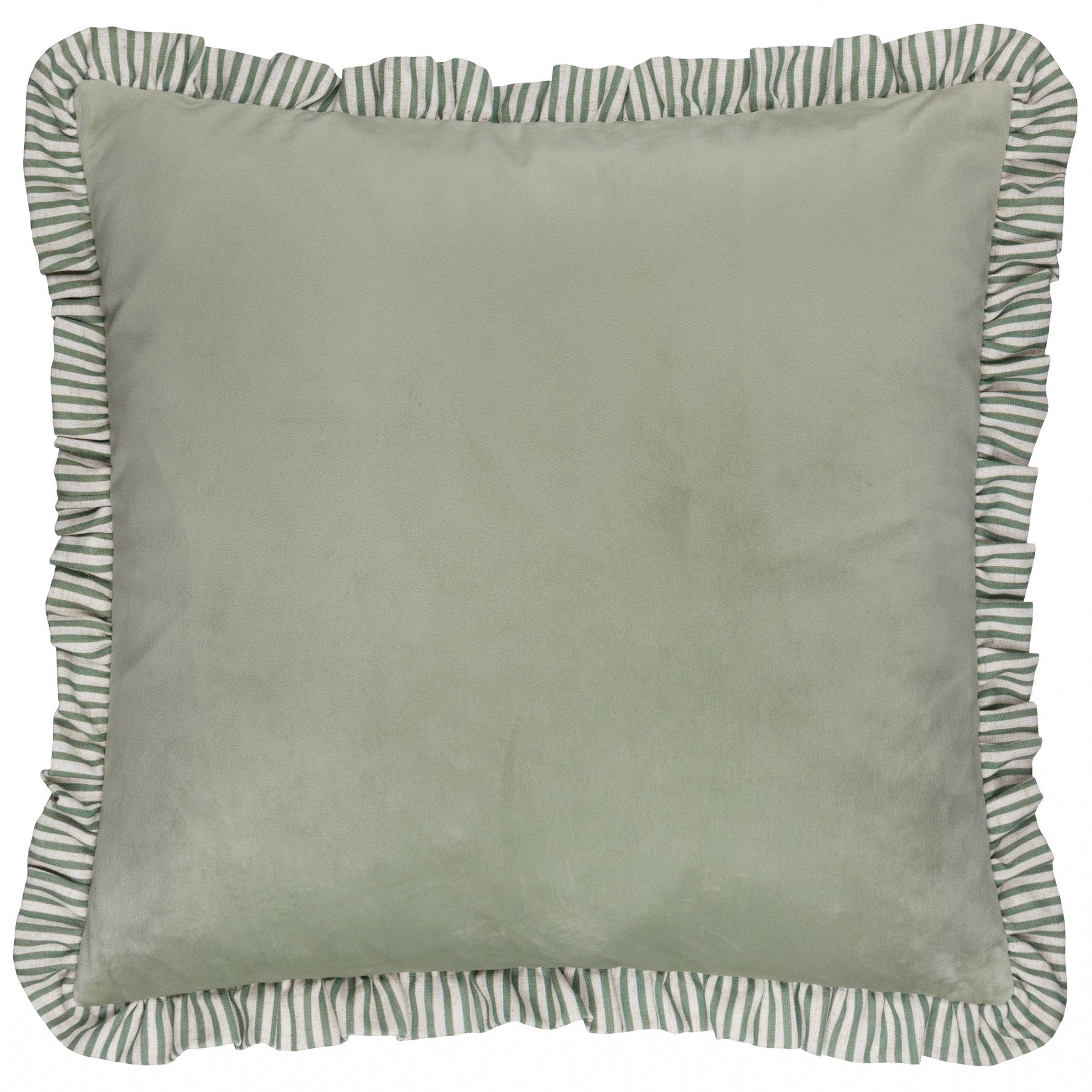 Solene Ruffle Matte Velvet Cushion Sage - Bridgnorth Furniture
