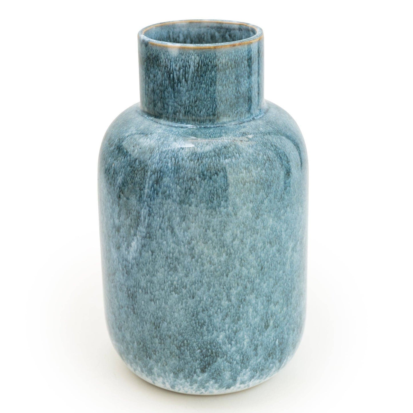 25.2CM SHORT NECK BOTTLE VASE REACTIVE GLAZE BLUE - Bridgnorth Furniture