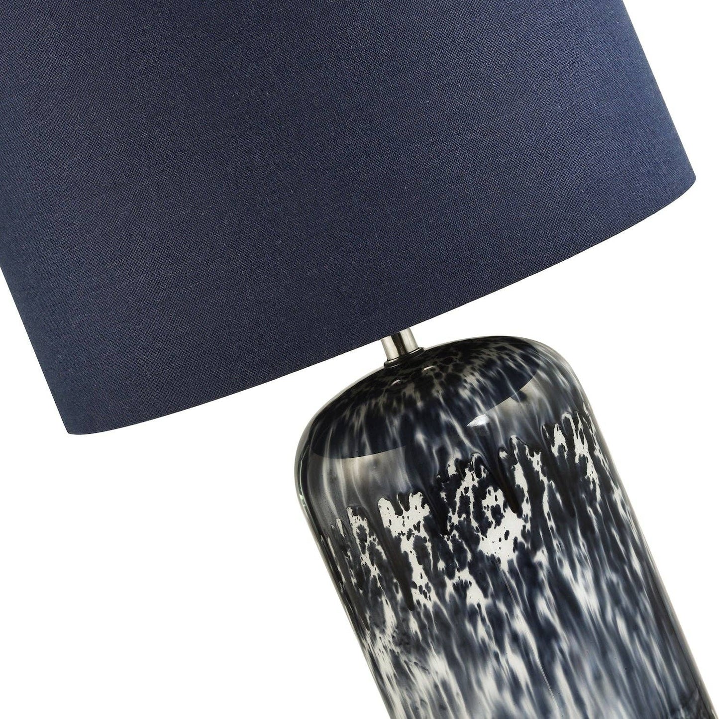 Modern Navy Blue and Smoked Grey Marble Snowflake Glass Table Lamp with Shade - Bridgnorth Furniture