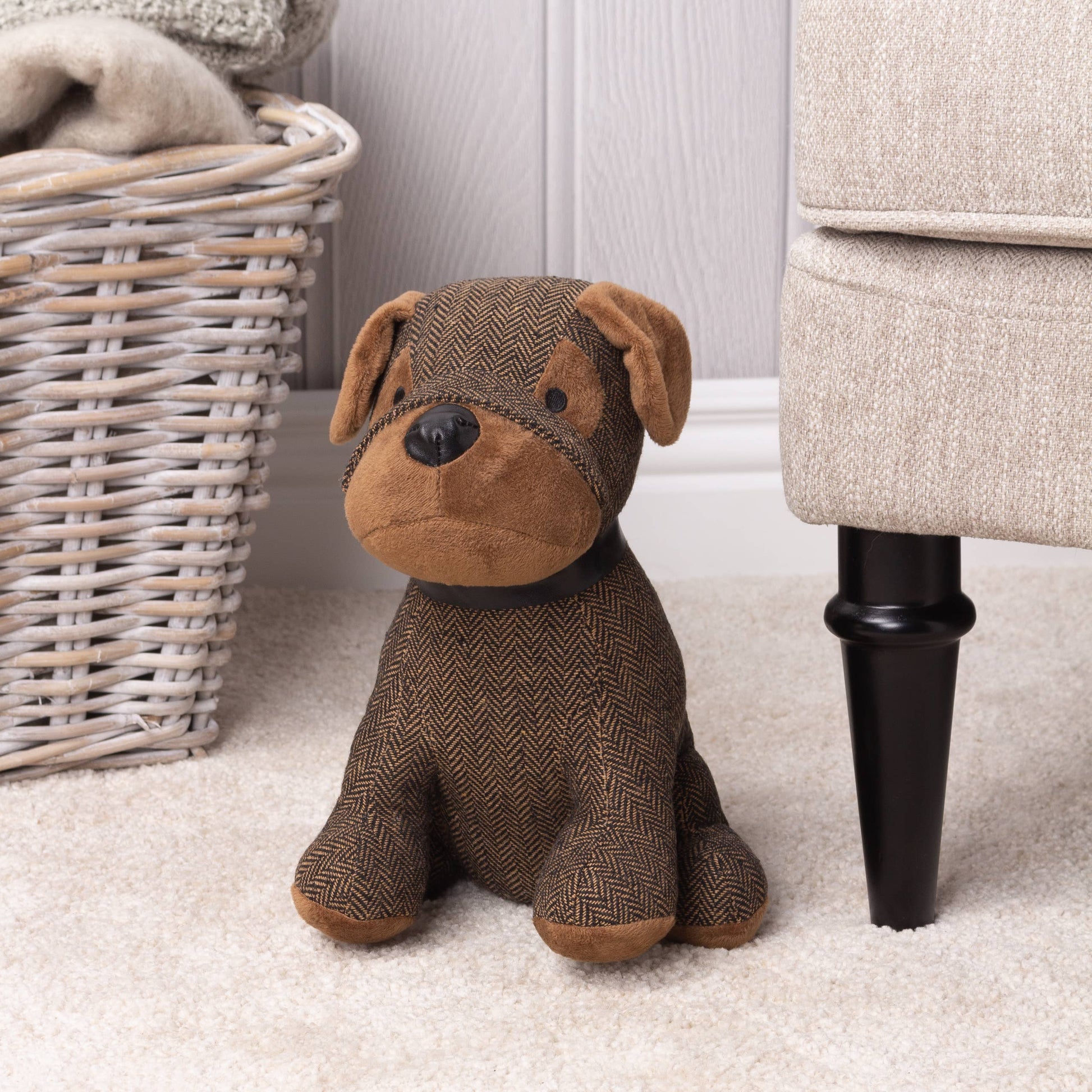 Boston Herringbone Dog Door Stop Brown - Bridgnorth Furniture