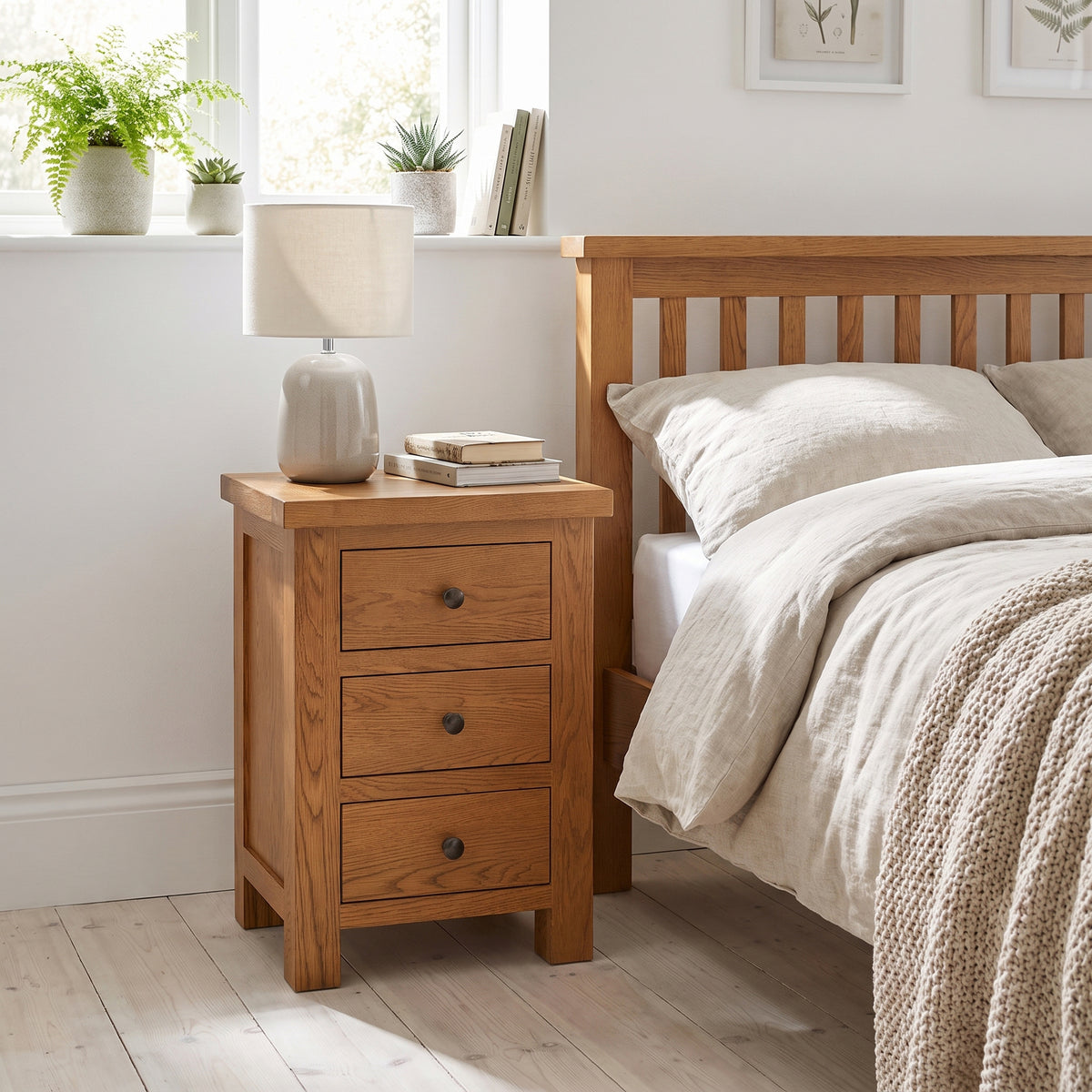Drayton Rustic 3 Drawer Bedside Table - Bridgnorth Furniture