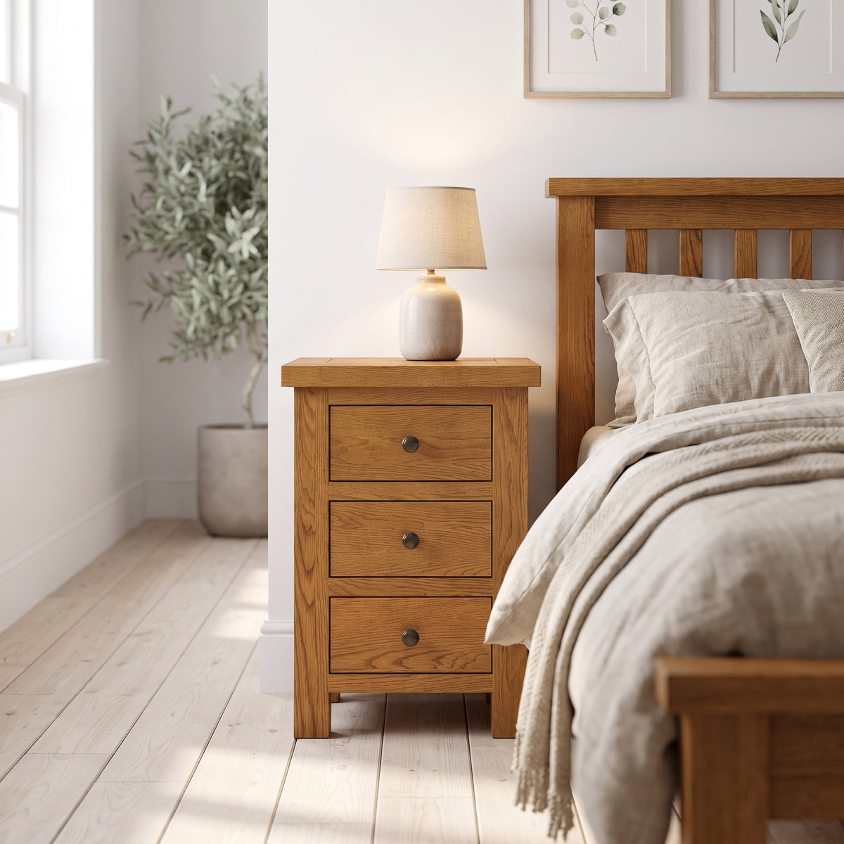 Drayton Rustic 3 Drawer Bedside Table - Bridgnorth Furniture