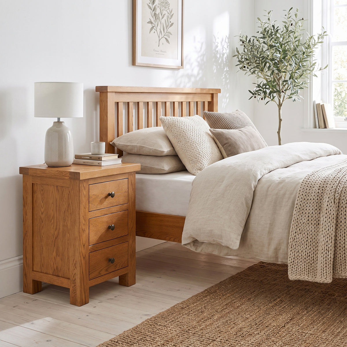 Drayton Rustic 3 Drawer Bedside Table - Bridgnorth Furniture