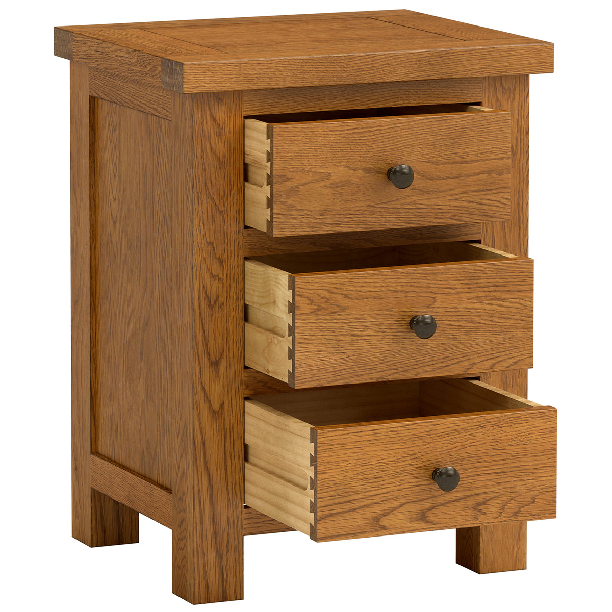 Drayton Rustic 3 Drawer Bedside Table - Bridgnorth Furniture