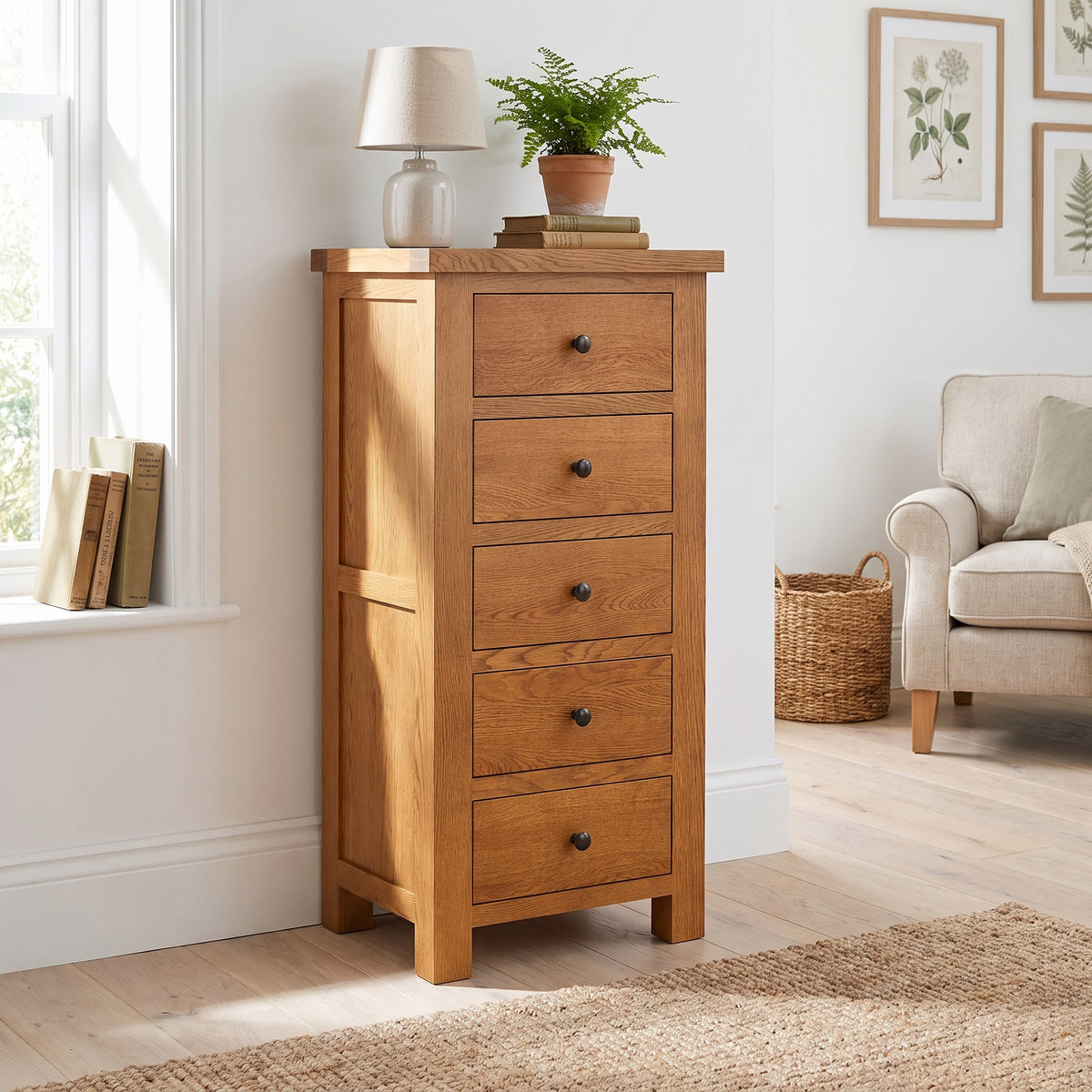 Drayton Rustic 5 Drawer Wellington - Bridgnorth Furniture