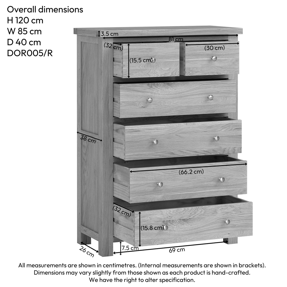 Drayton Rustic 4 + 2 CHEST - Bridgnorth Furniture