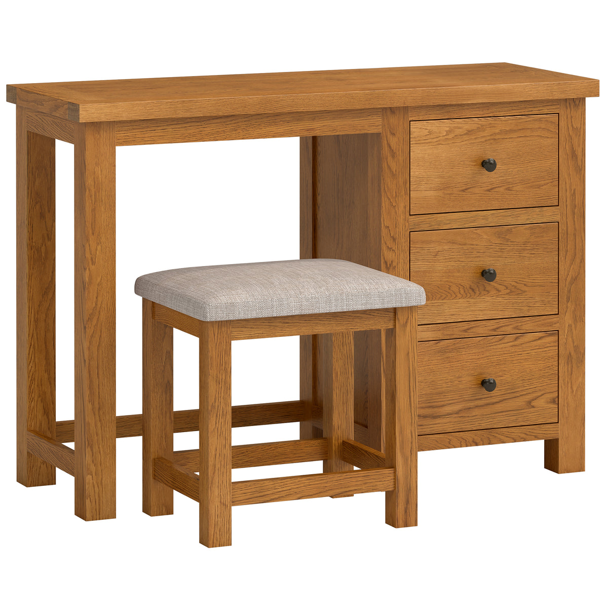 Drayton Rustic Single Pedestal Dressing Table and Stool - Bridgnorth Furniture