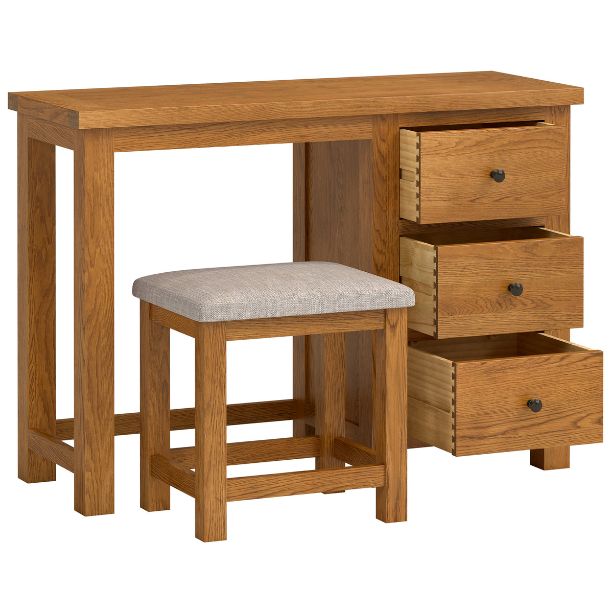 Drayton Rustic Single Pedestal Dressing Table and Stool - Bridgnorth Furniture