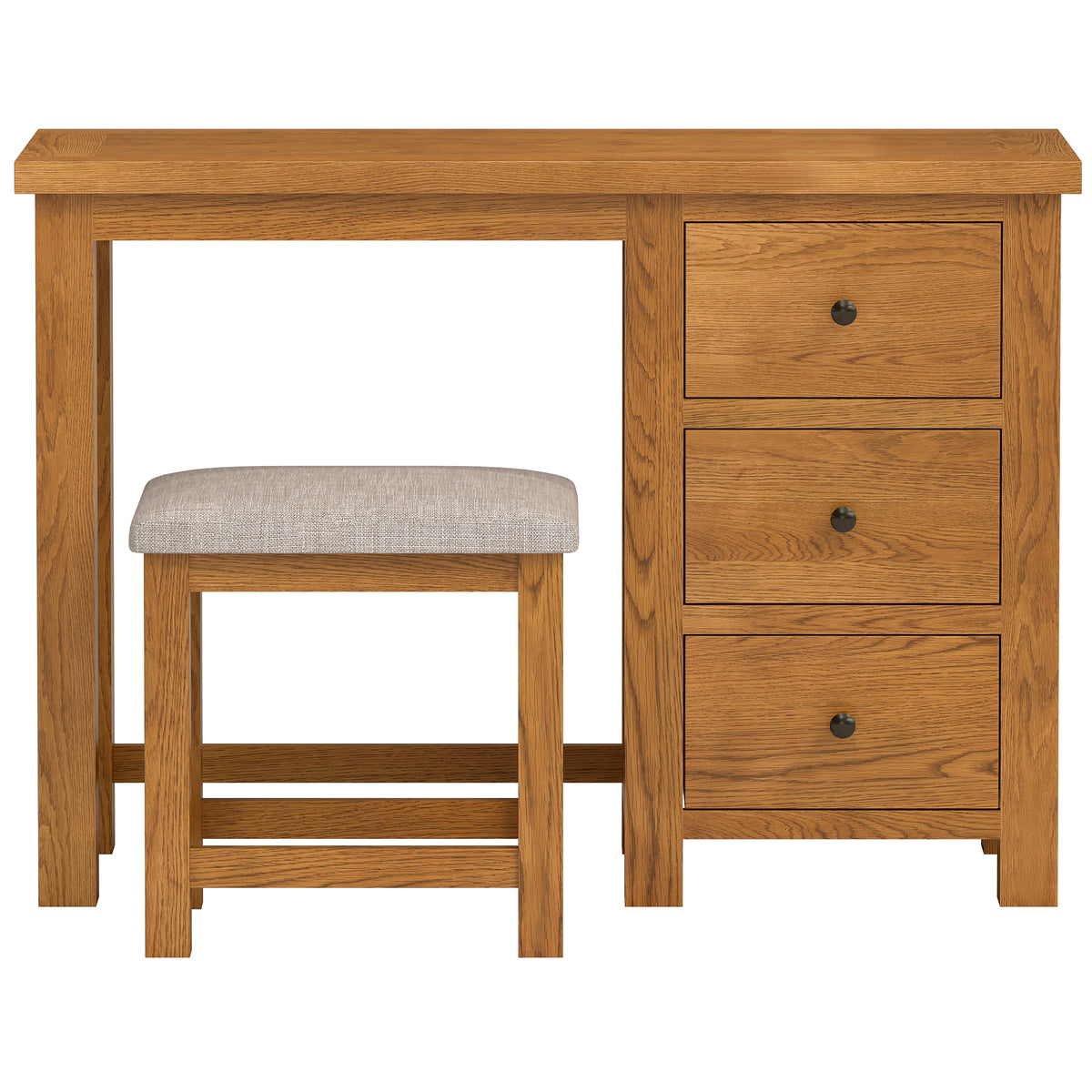 Drayton Rustic Single Pedestal Dressing Table and Stool - Bridgnorth Furniture