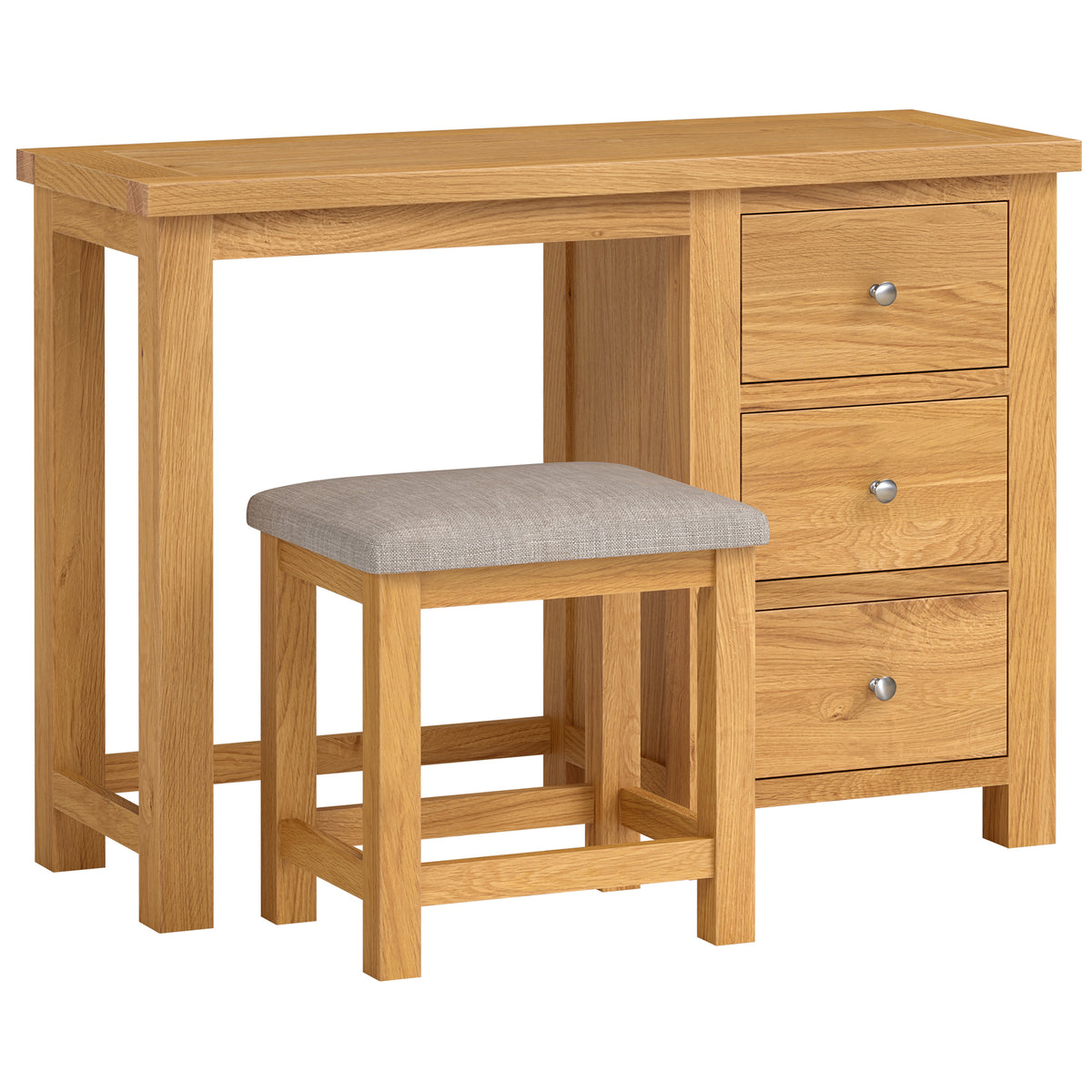 Drayton Oak Single Pedestal Dressing Table and Stool