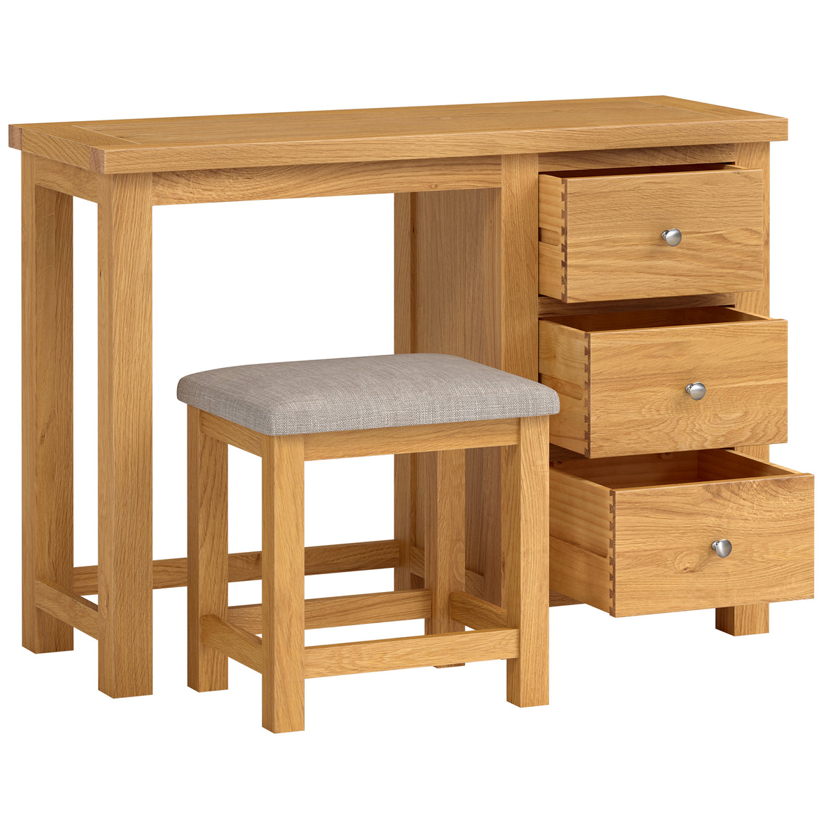 Drayton Oak Single Pedestal Dressing Table and Stool