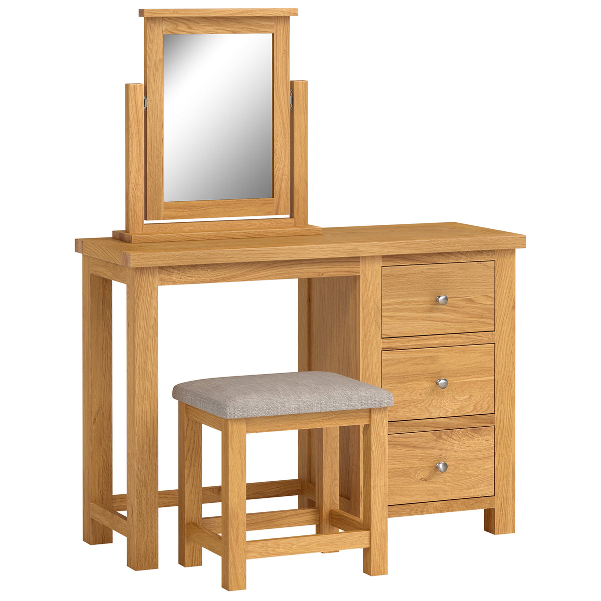 Drayton Oak Single Pedestal Dressing Table and Stool