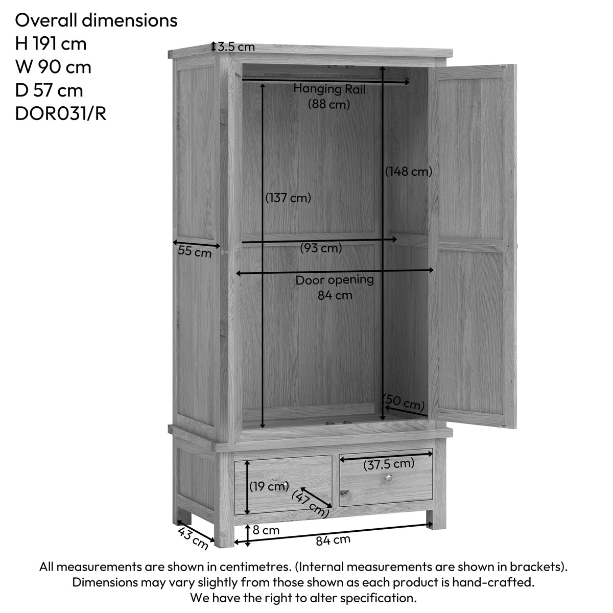 Drayton Double Wardrobe With Drawers