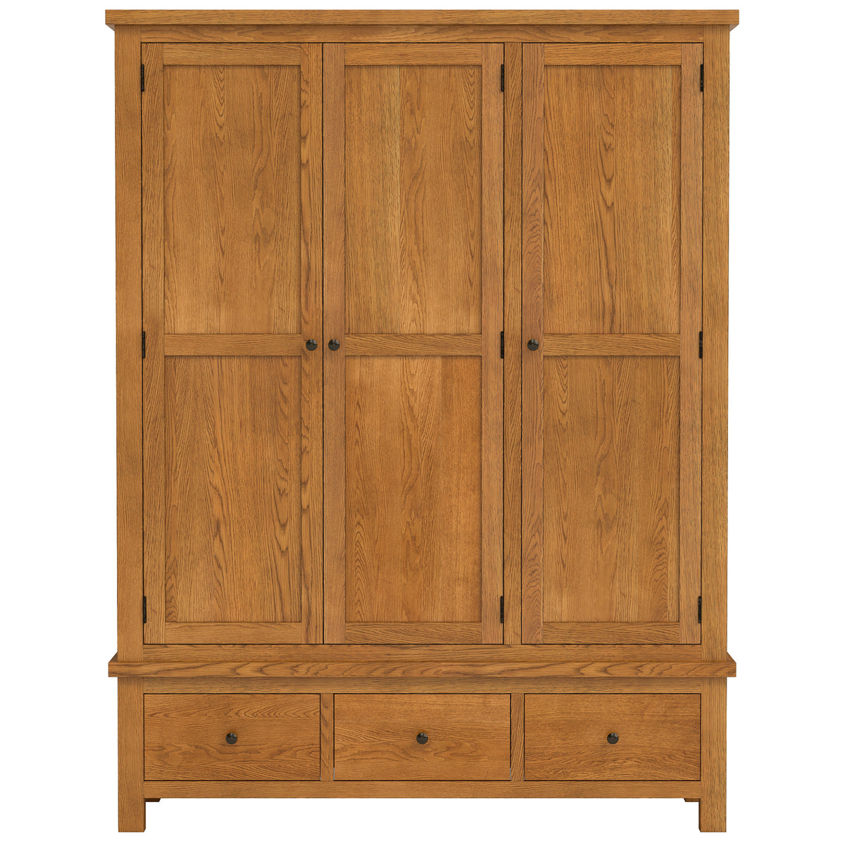 Drayton Rustic Oak Triple Wardrobe With Drawers - Bridgnorth Furniture
