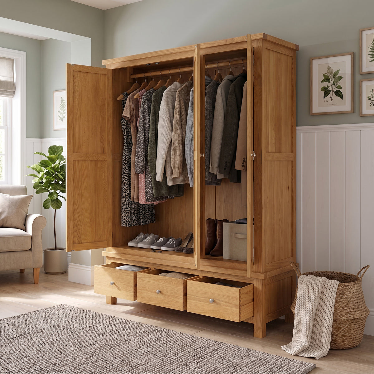 Drayton Triple Wardrobe with 3 Drawers