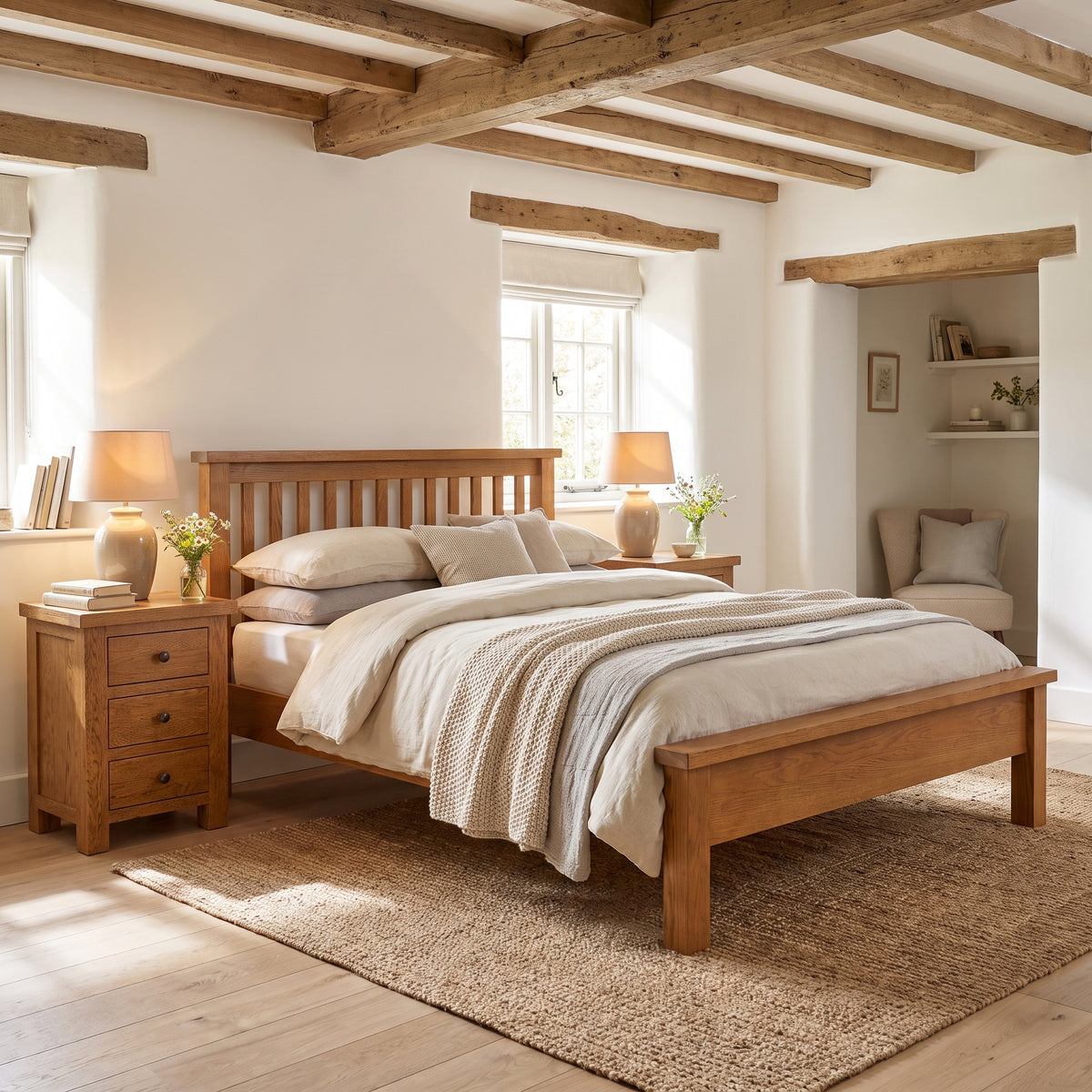 Drayton Rustic Oak Bed - Bridgnorth Furniture
