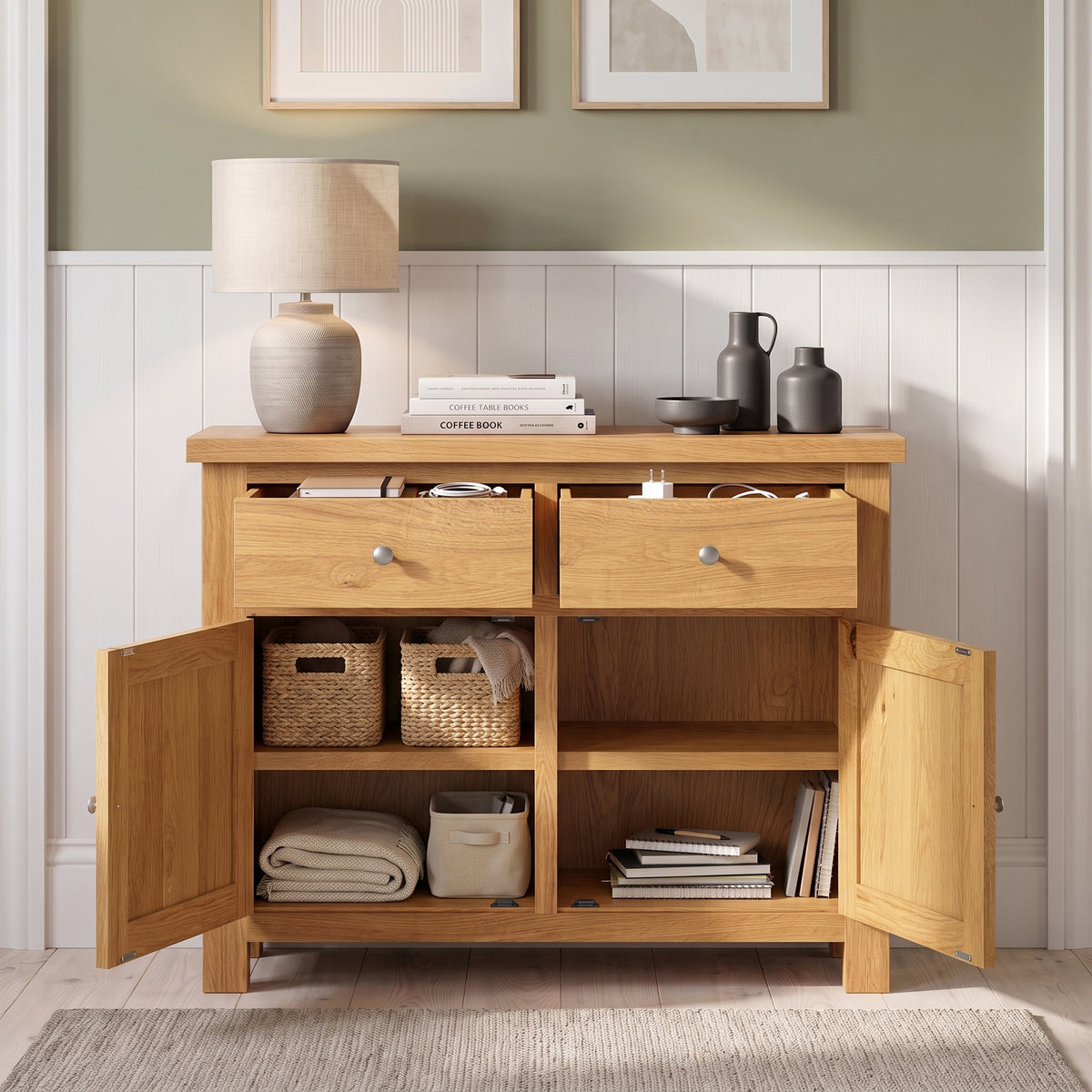 Drayton Oak 2 Door 2 Drawer Sideboard - Bridgnorth Furniture