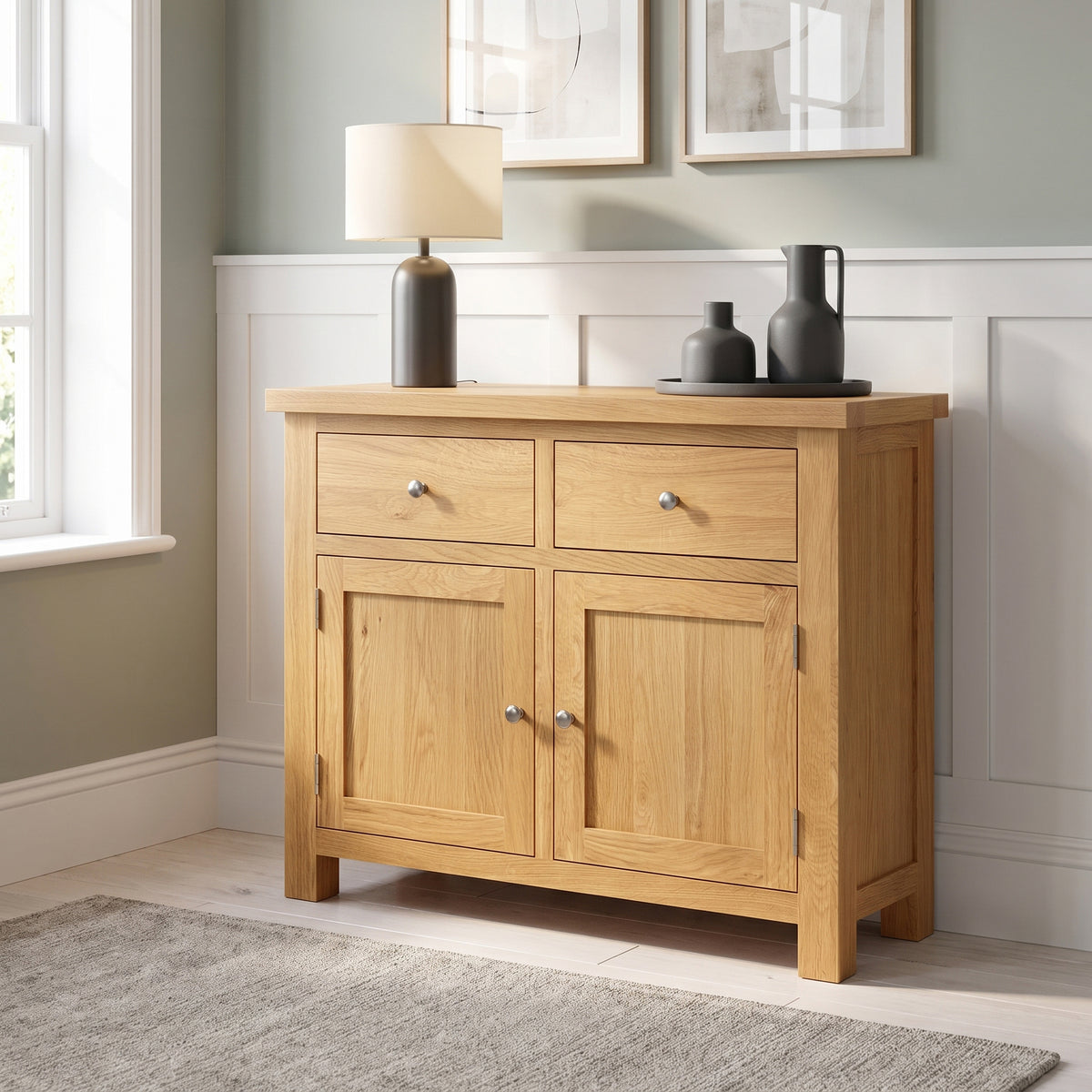 Drayton Oak 2 Door 2 Drawer Sideboard - Bridgnorth Furniture