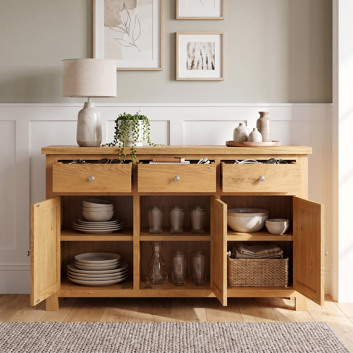 Drayton 3 Door 3 Drawer Large Sideboard - Bridgnorth Furniture