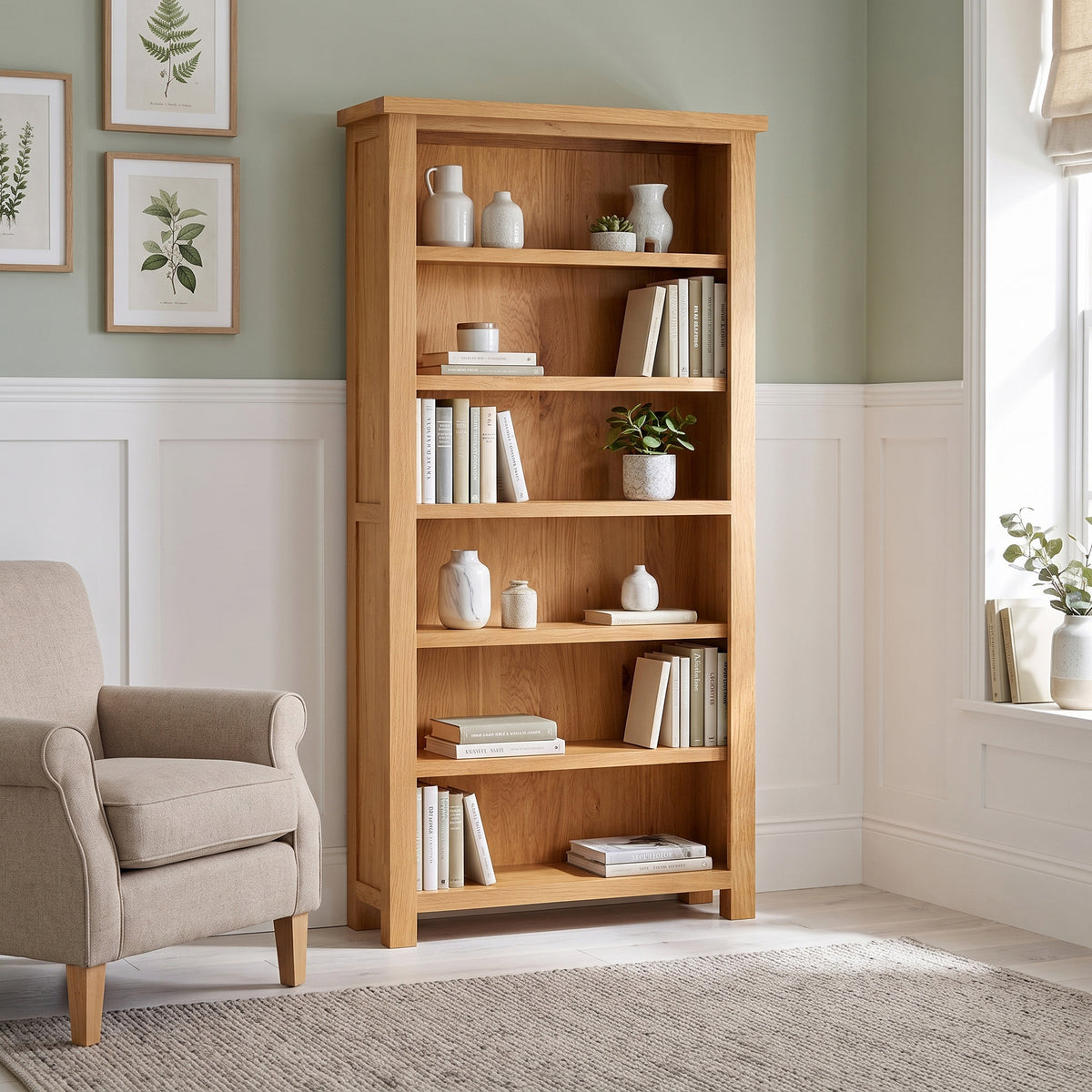 Drayton Oak 6' Bookcase - Bridgnorth Furniture