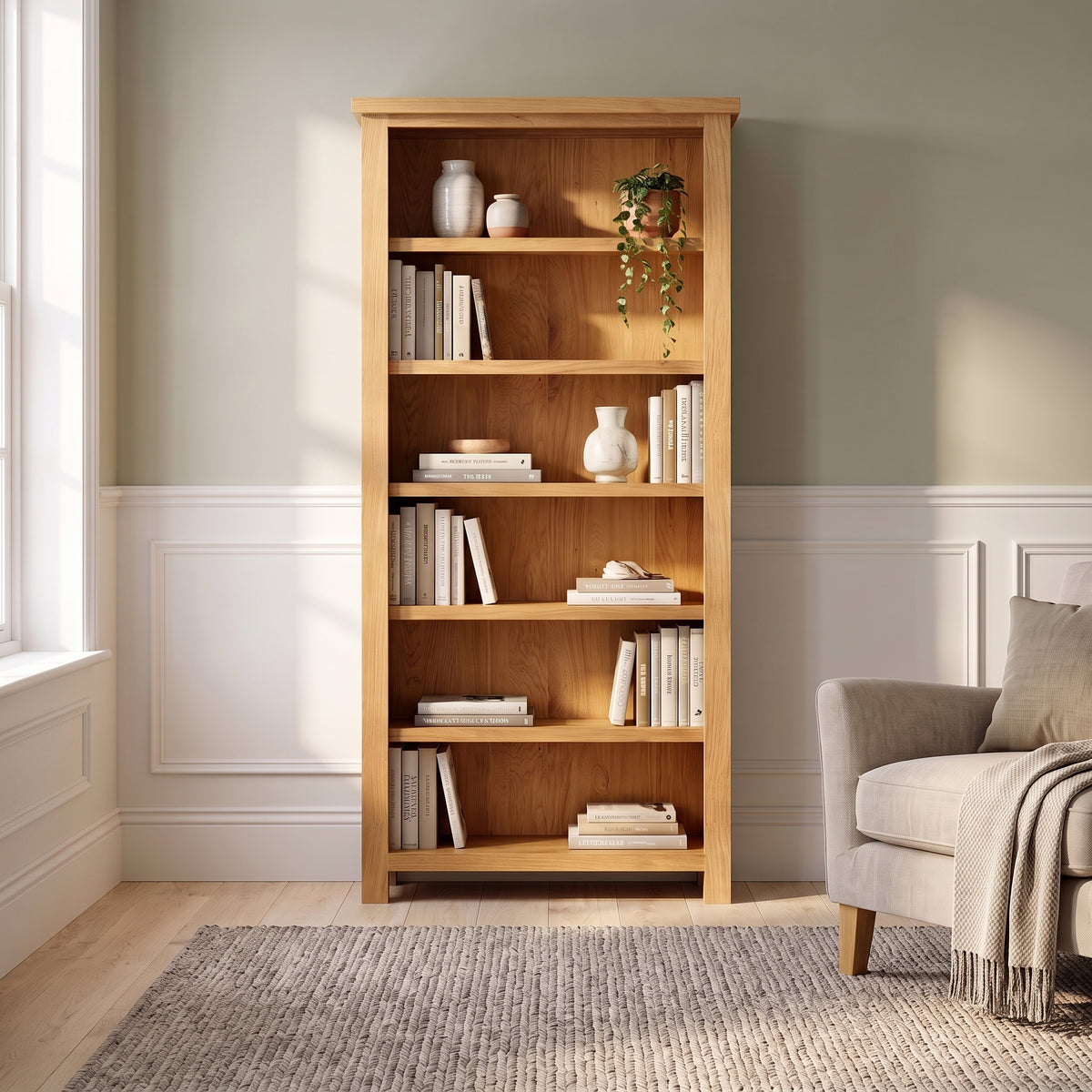 Drayton Oak 6' Bookcase - Bridgnorth Furniture