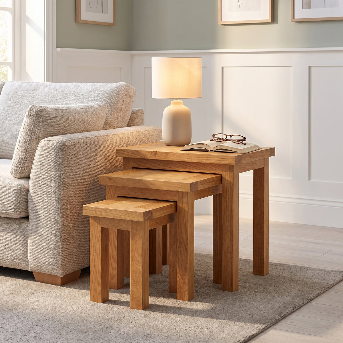Drayton Oak Nest Of Tabes - Bridgnorth Furniture