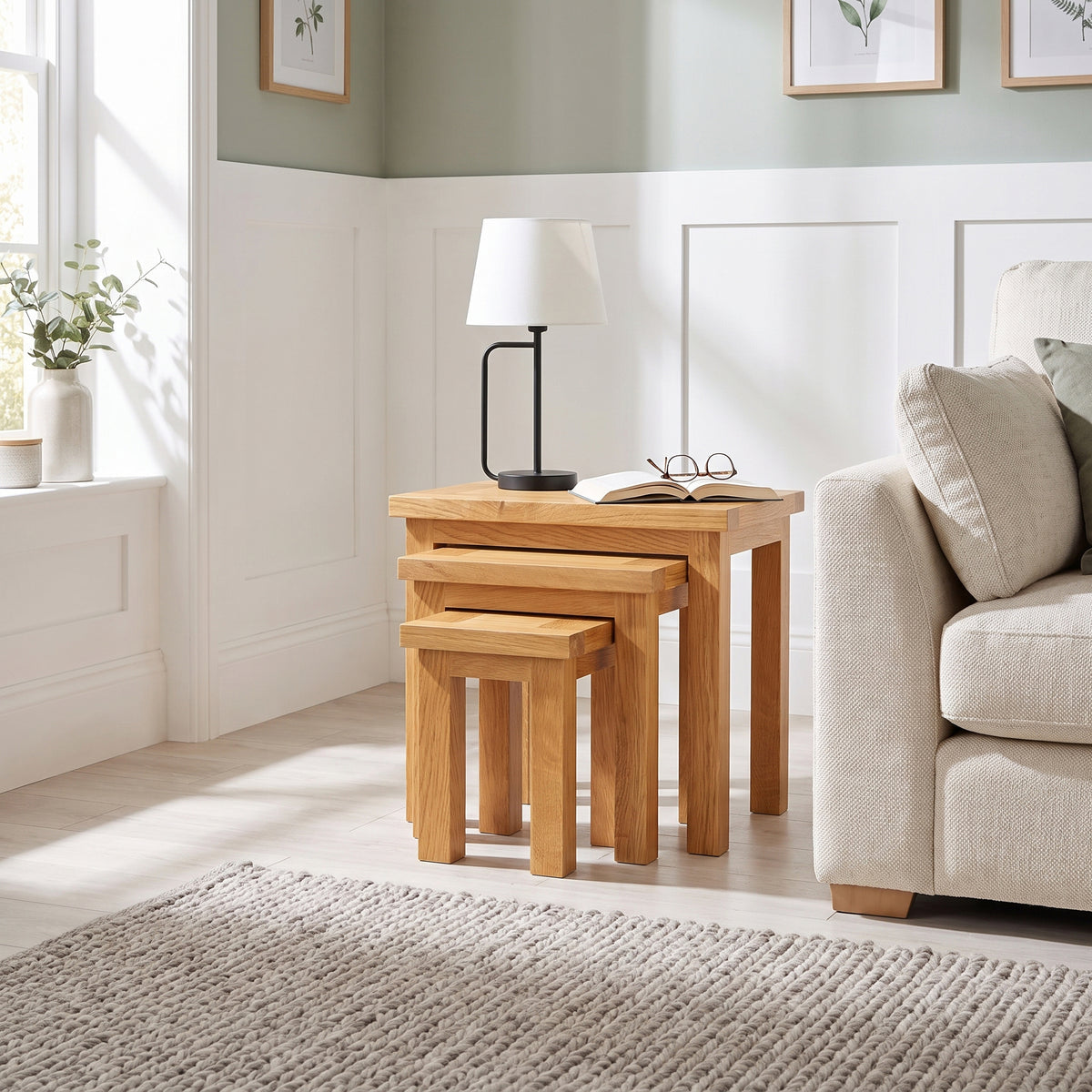 Drayton Oak Nest Of Tabes - Bridgnorth Furniture