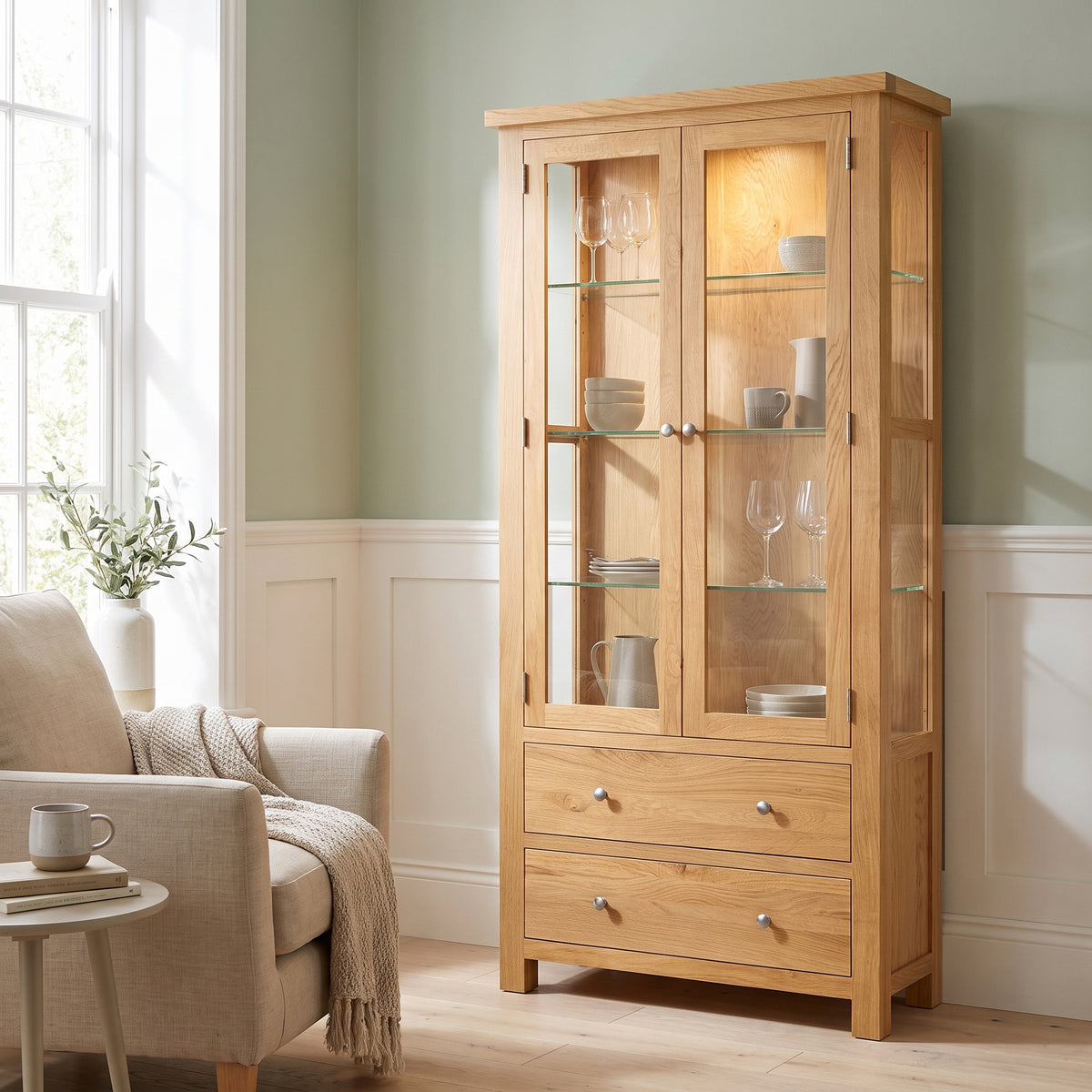 Drayton Oak Glazed Display Cabinet