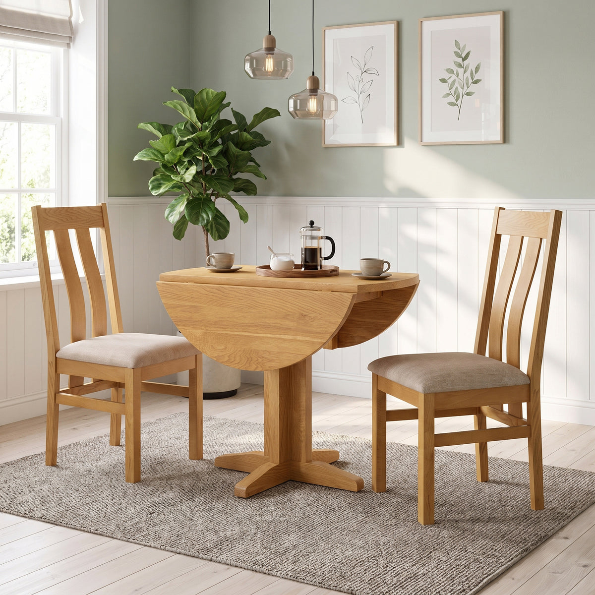 Drayton Oak Round Drop Leaf Table