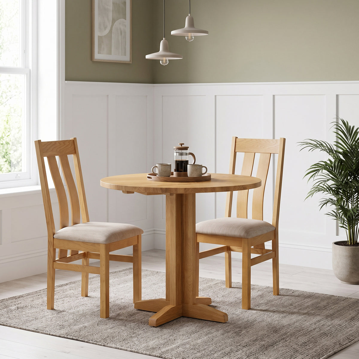 Drayton Oak Round Drop Leaf Table