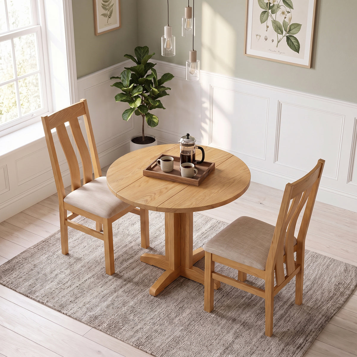 Drayton Oak Round Drop Leaf Table