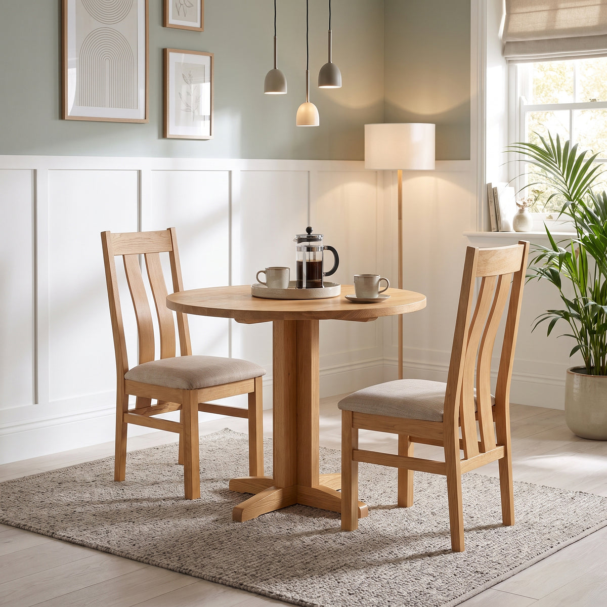 Drayton Oak Round Drop Leaf Table