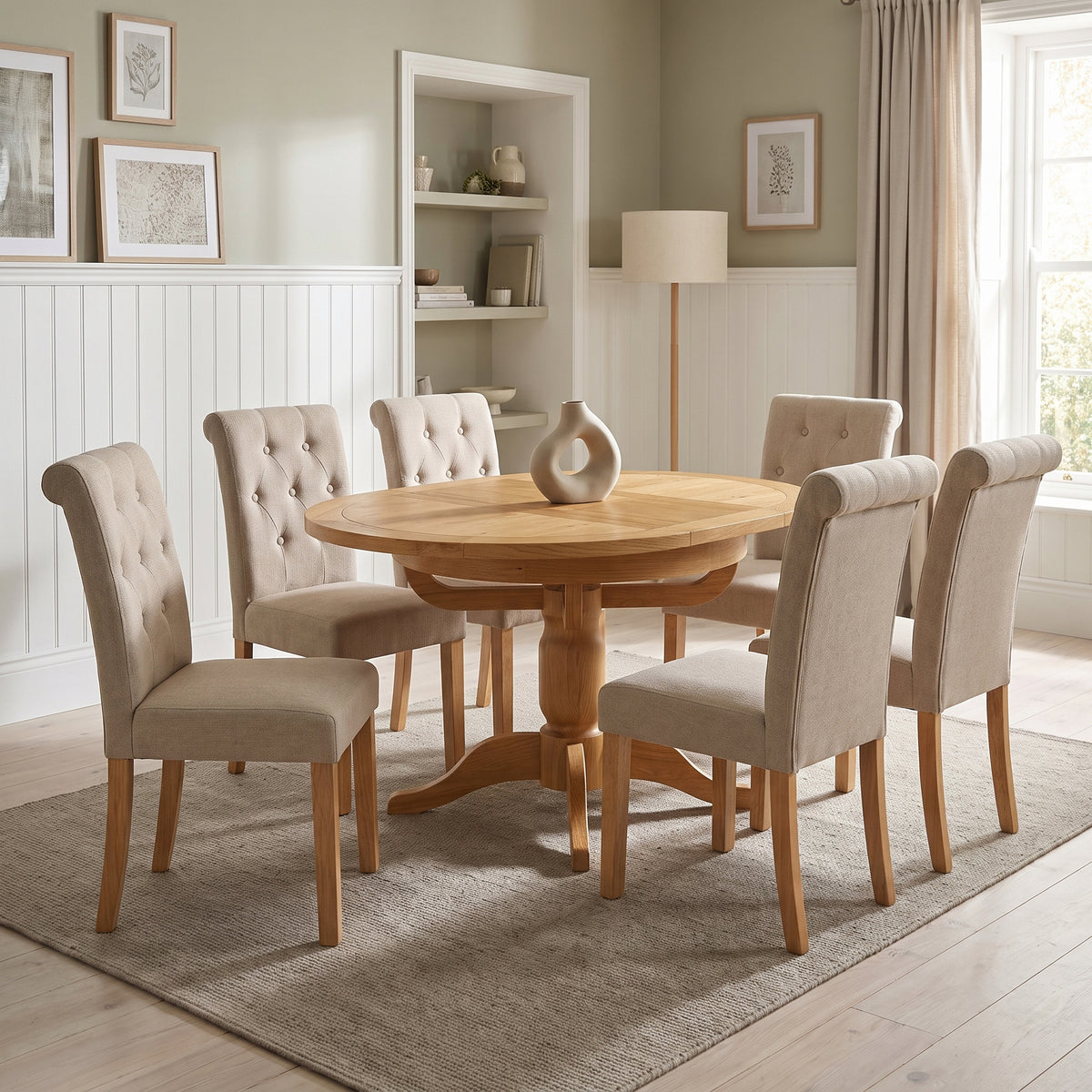 Drayton Oak Round Extending Pedestal Dining Table