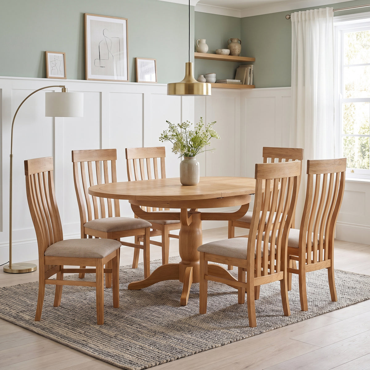 Drayton Oak Round Extending Pedestal Dining Table