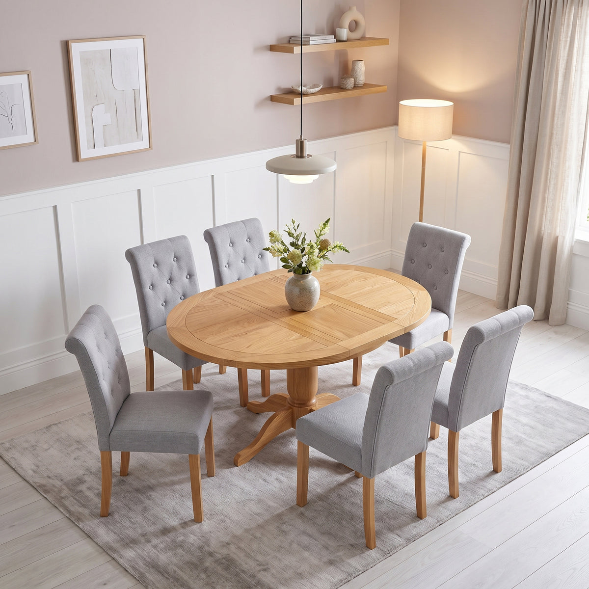 Drayton Oak Round Extending Pedestal Dining Table