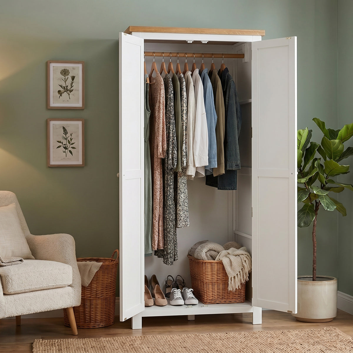 Drayton Painted Double Full Hanging Wardrobe - Bridgnorth Furniture