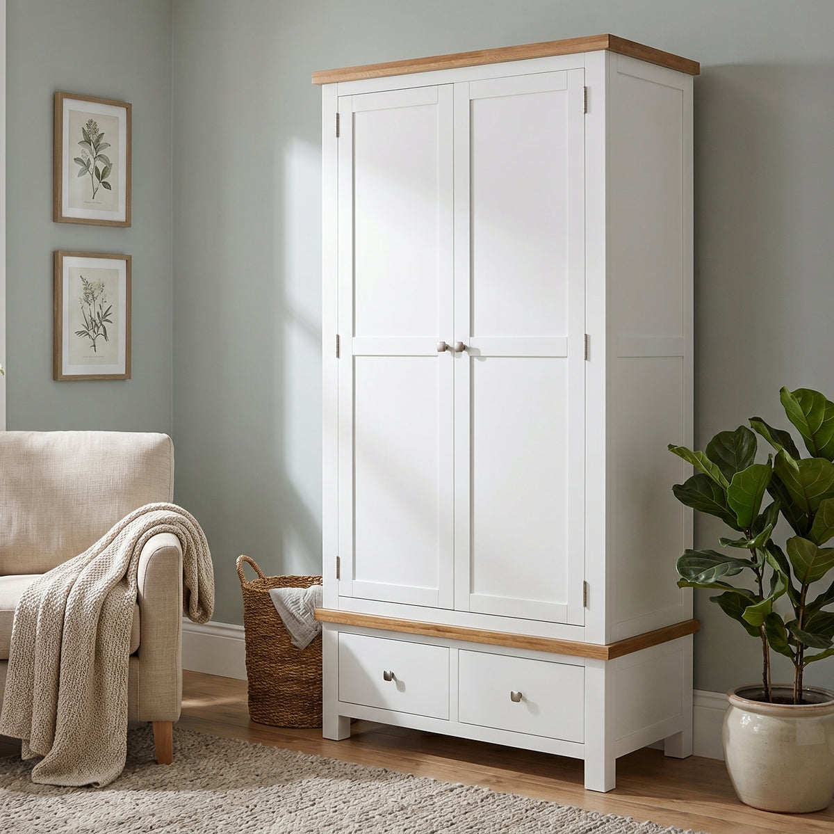 Drayton Painted Double Wardrobe with Drawers - Bridgnorth Furniture