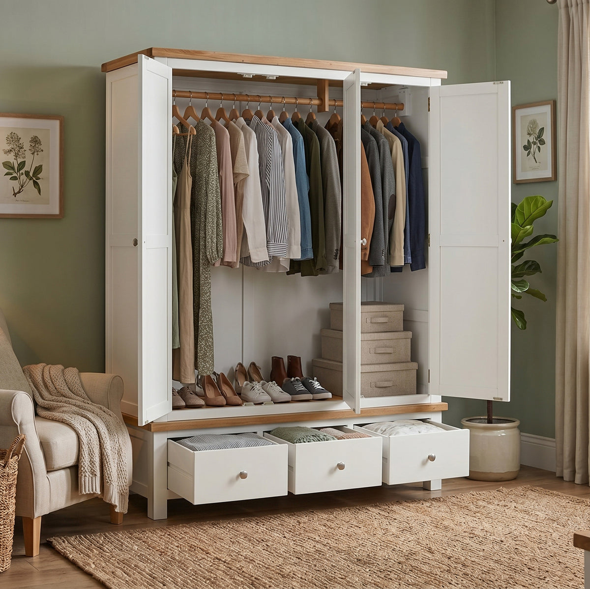 Drayton Painting Tripple Wardrobe - Bridgnorth Furniture