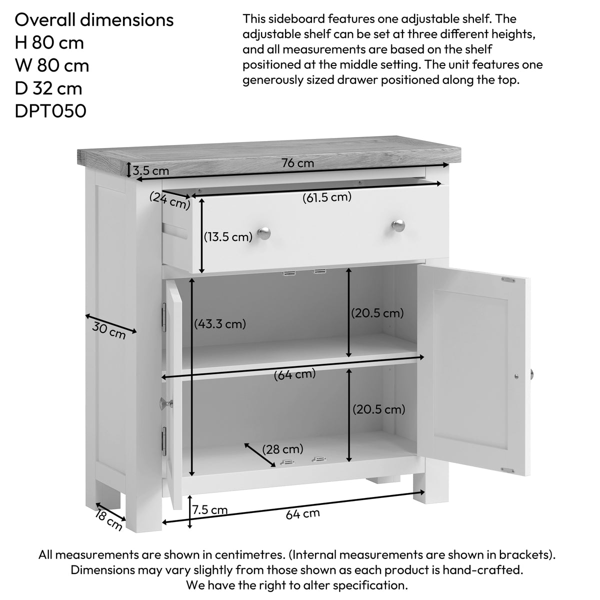 Drayton Painted Compact Sideboard - Bridgnorth Furniture