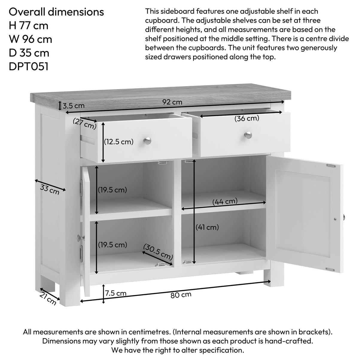 Drayton Painted 2 Door Sideboard - Bridgnorth Furniture
