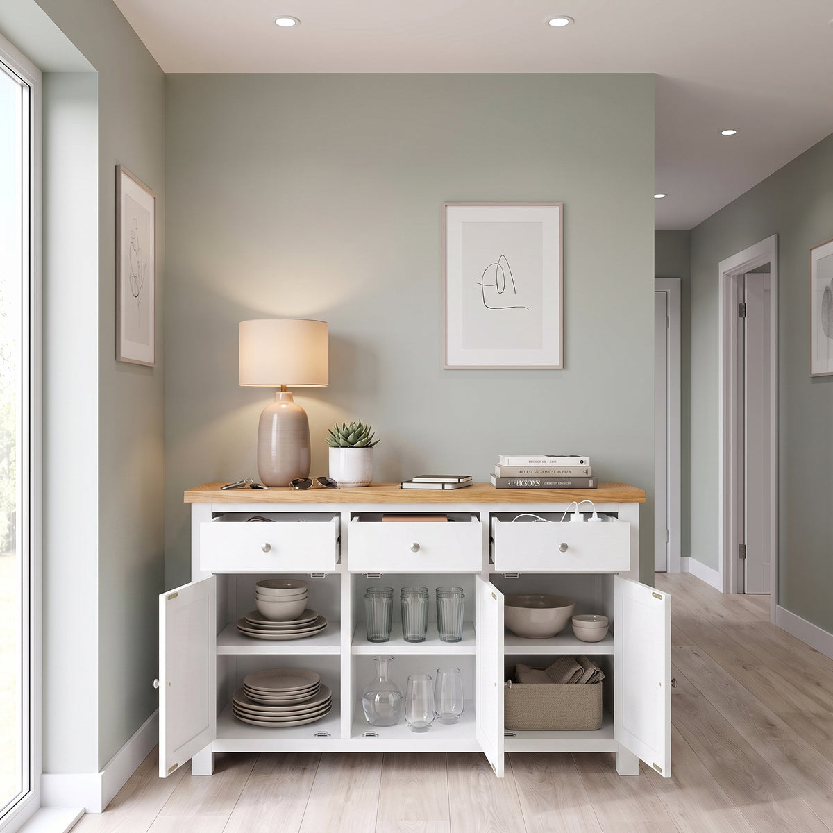 Drayton Painted 3 Door Sideboard - Bridgnorth Furniture