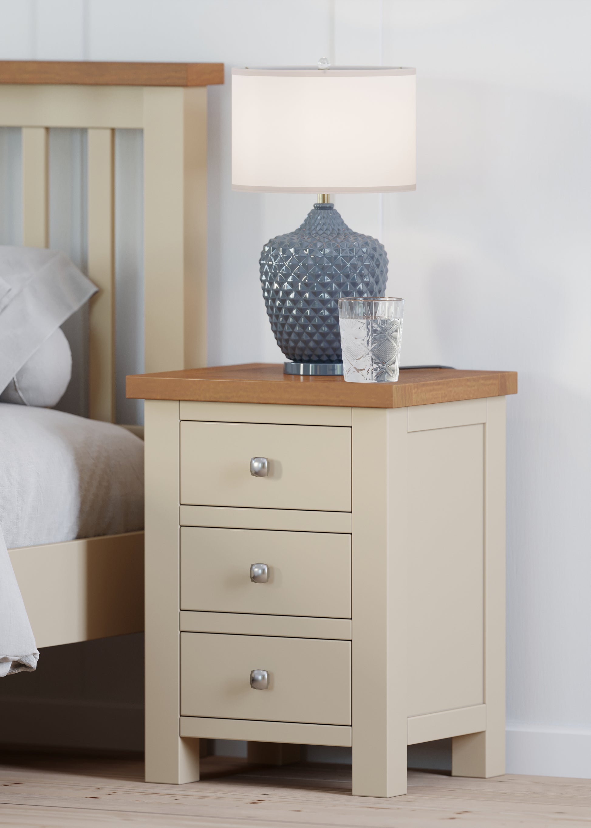 Drayton Painted 3 Drawer Bedside - Bridgnorth Furniture