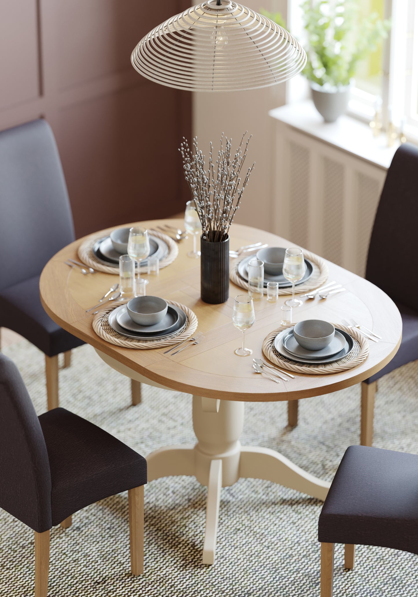 Drayton Painted D-End Extendable Table - Bridgnorth Furniture
